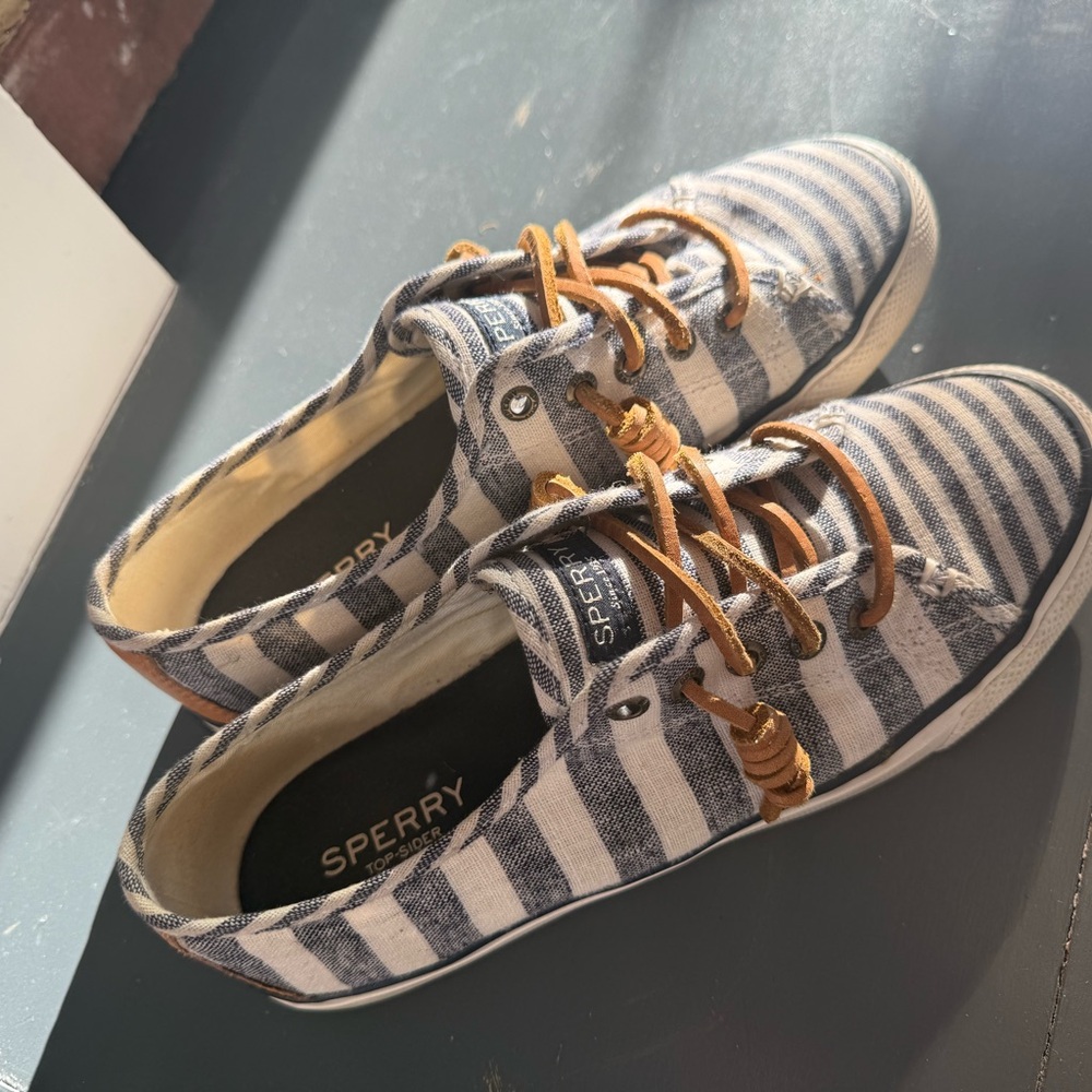 Sperry striped  Blue and White Shoes
